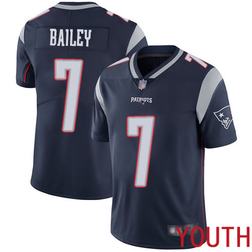 New England Patriots Football #7 Vapor Untouchable Limited Navy Blue Youth Jake Bailey Home NFL Jersey->youth nfl jersey->Youth Jersey